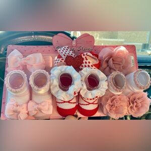 Baby Girl Socks and Headbands Set